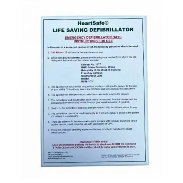 HeartSafe Defibrillator Instructions