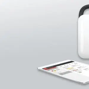Lifepak CR2 Defibrillator with iPad showing a screen for Physio Control
