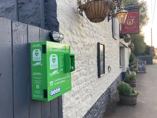 External Defibrillator at the ring of the Bells Pub