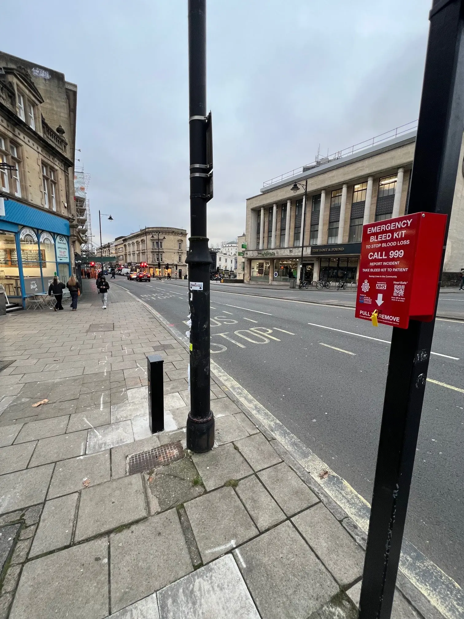 Lamppost outside Cafe Nero