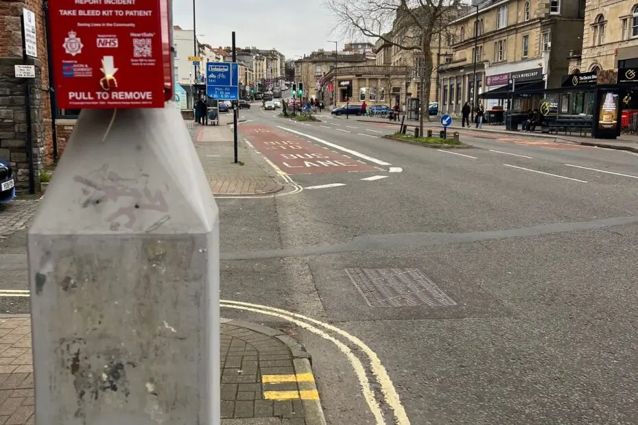 Whiteladies road lamppost outside number 106