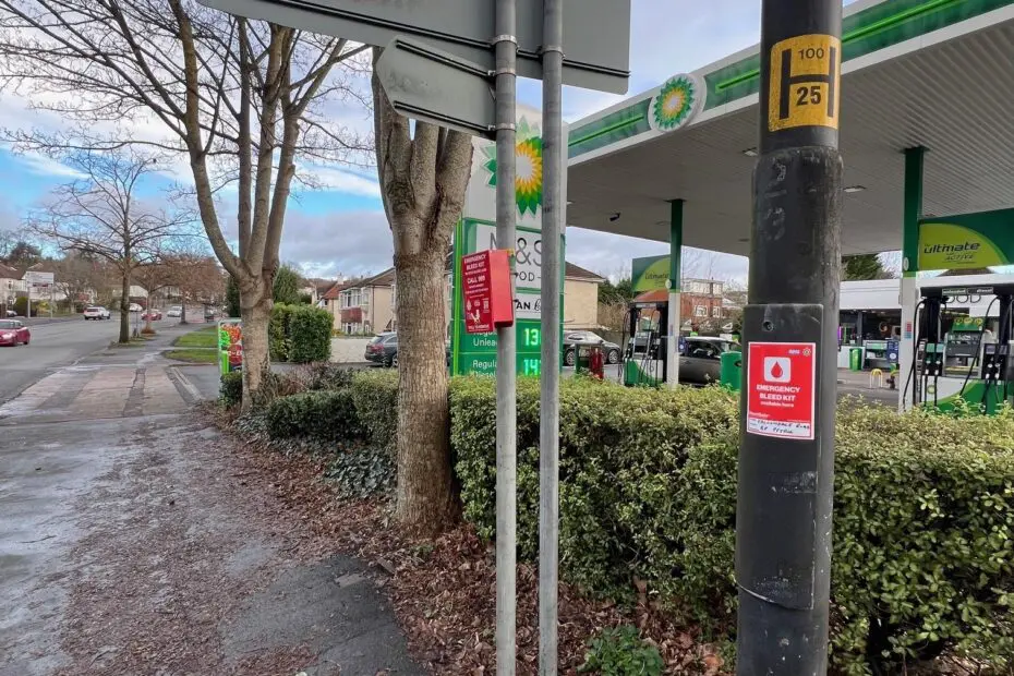 Lamppost outside BP Petrol station
