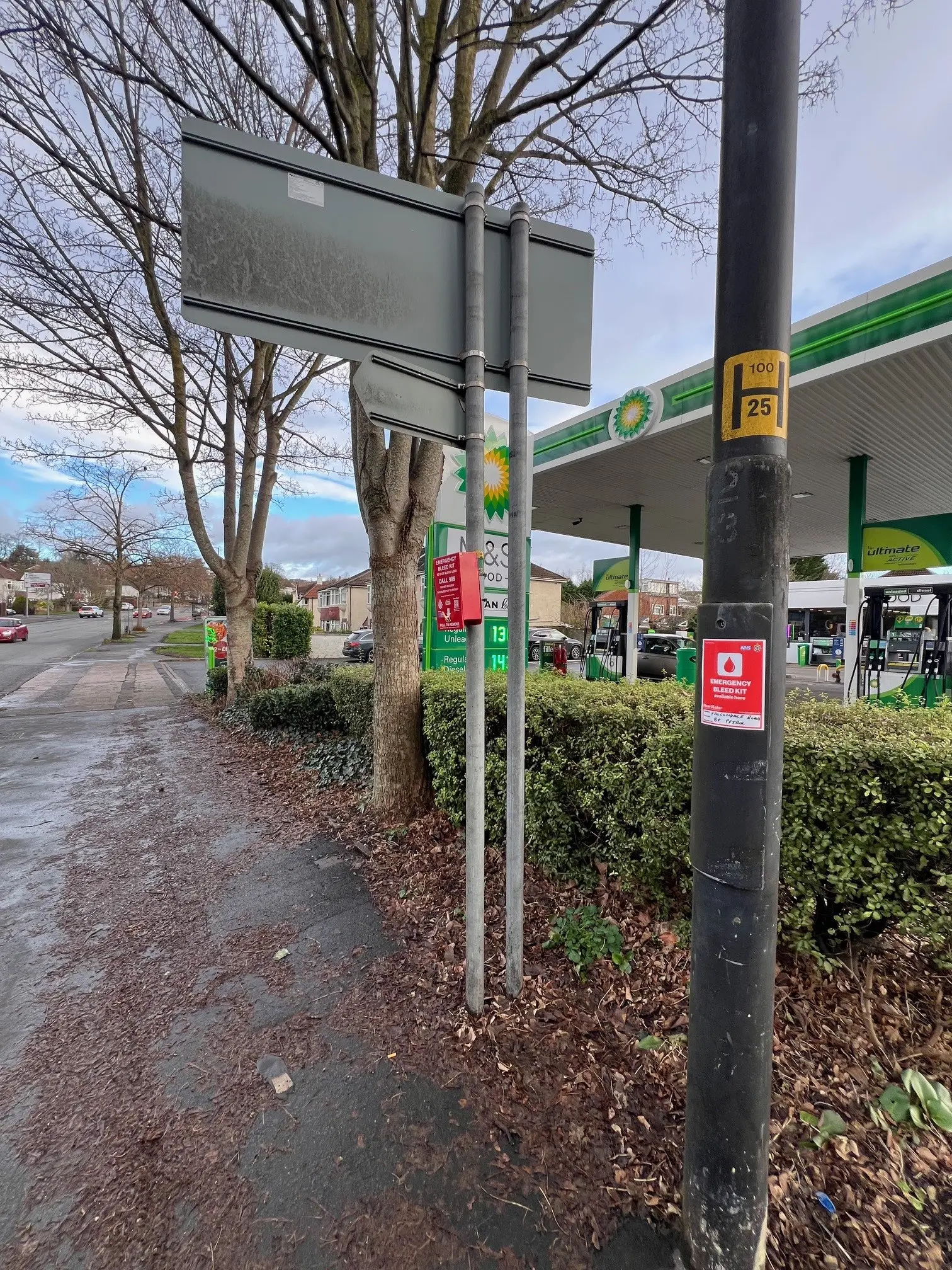 Lamppost outside BP Petrol station
