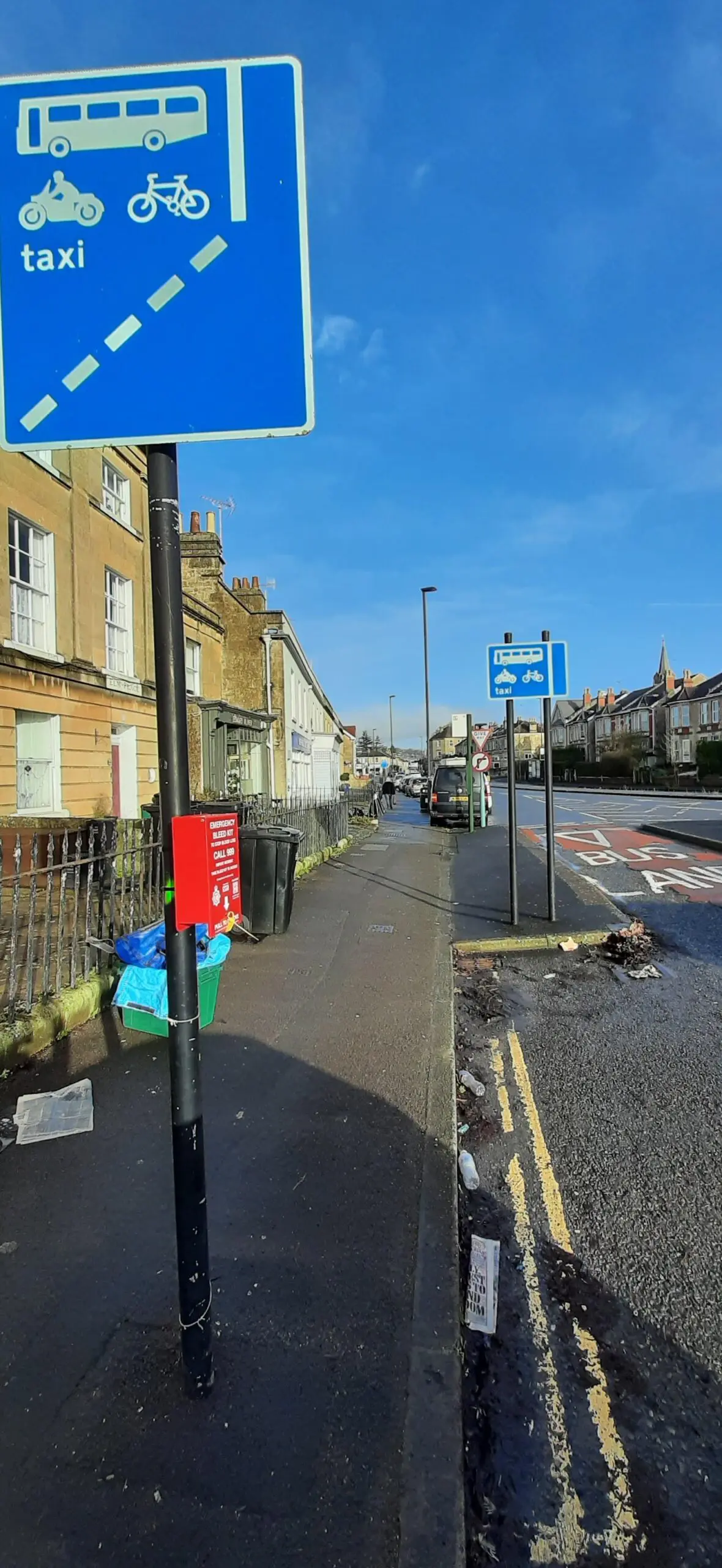 Bloomfield Road where Elm Place meets the Wellsway