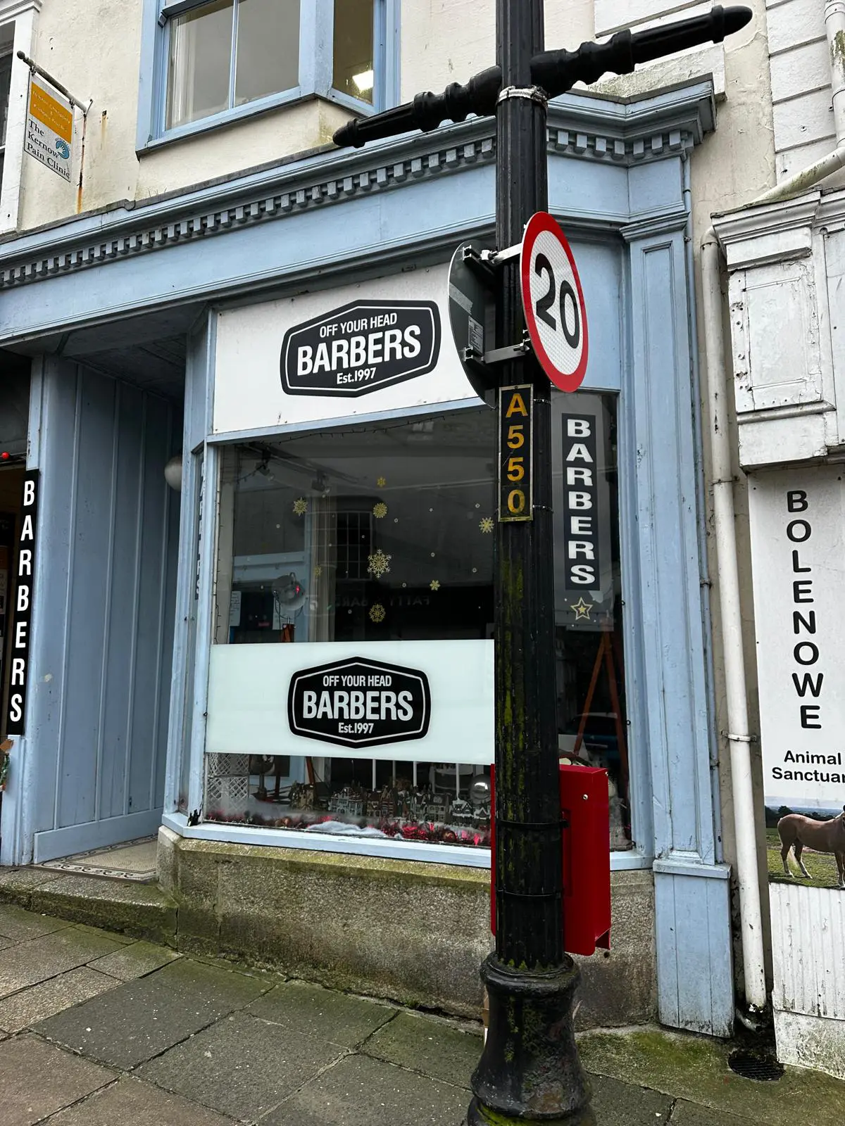 Helston - outside Off Your Head Barber Shop
