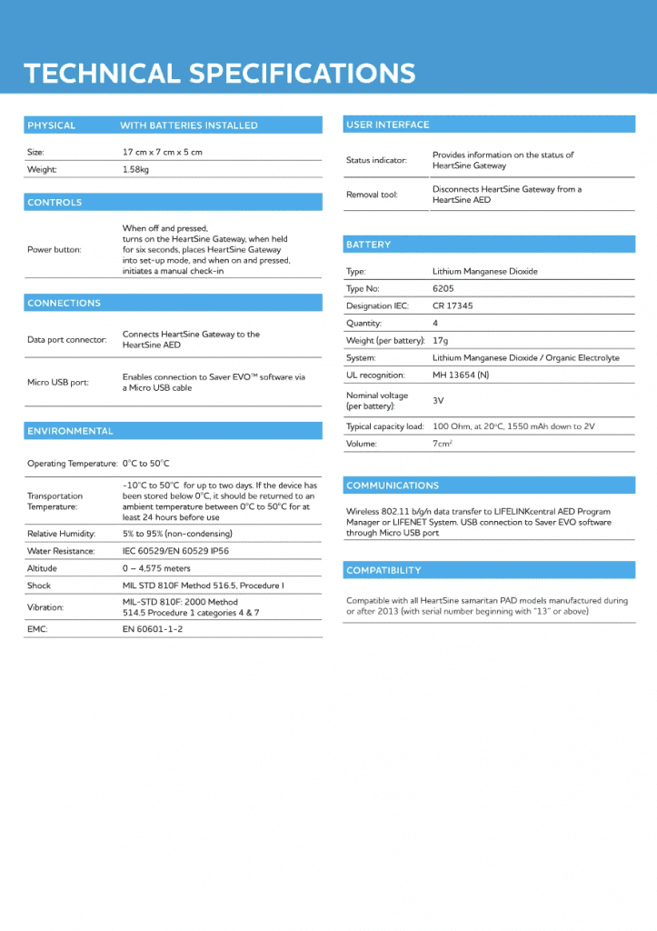 HeartSine-Gateway-Technical-Specifications