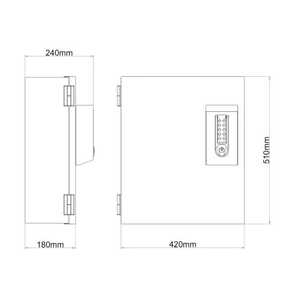 Dimmensions of a Heartsafe Life Saving Defibrillator Box