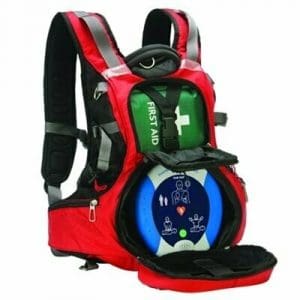 Portable Defibrillator Backpack with defib and first aid kit