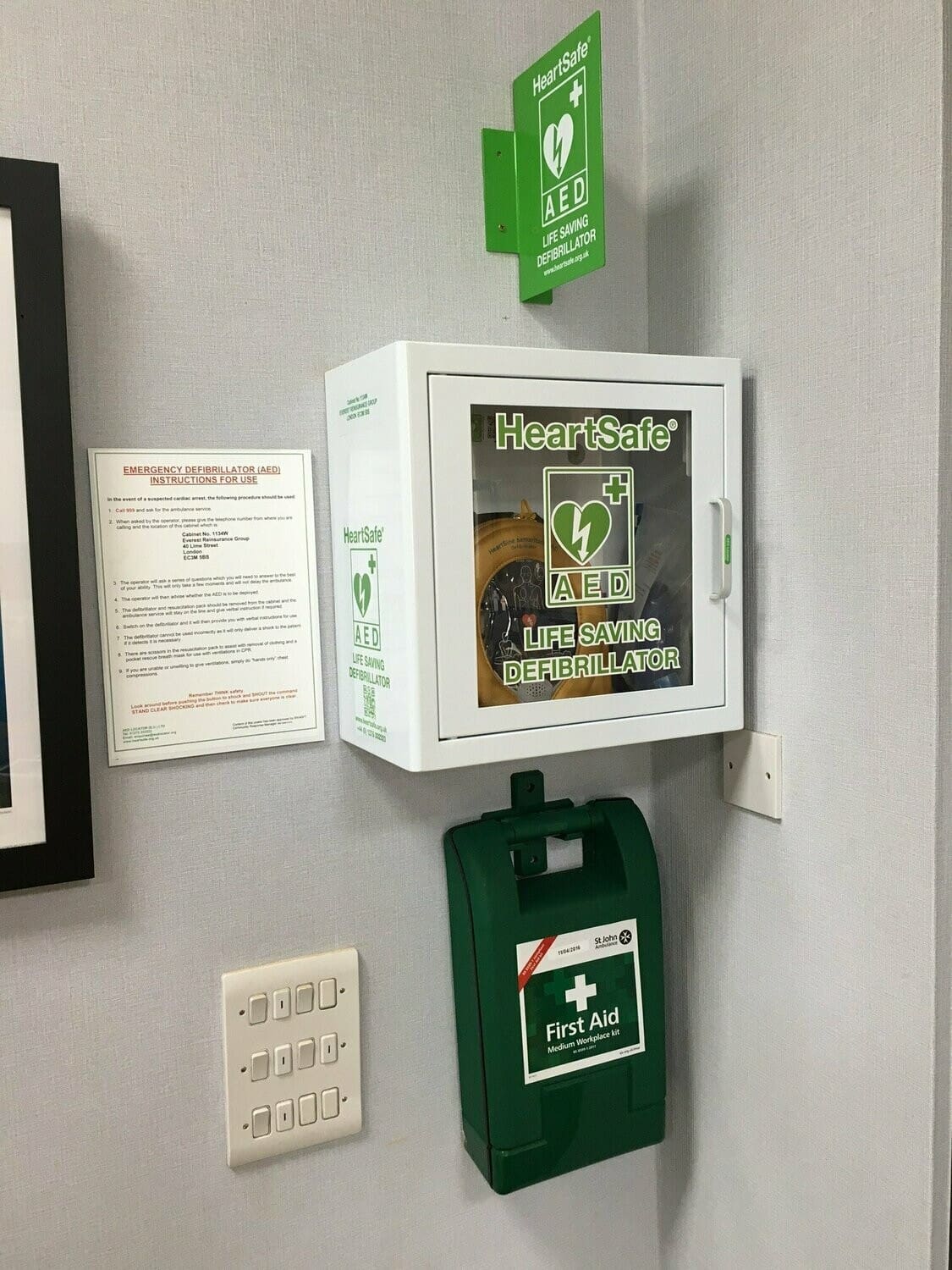 HeartSafe Life Saving Defibrillator Cabinet