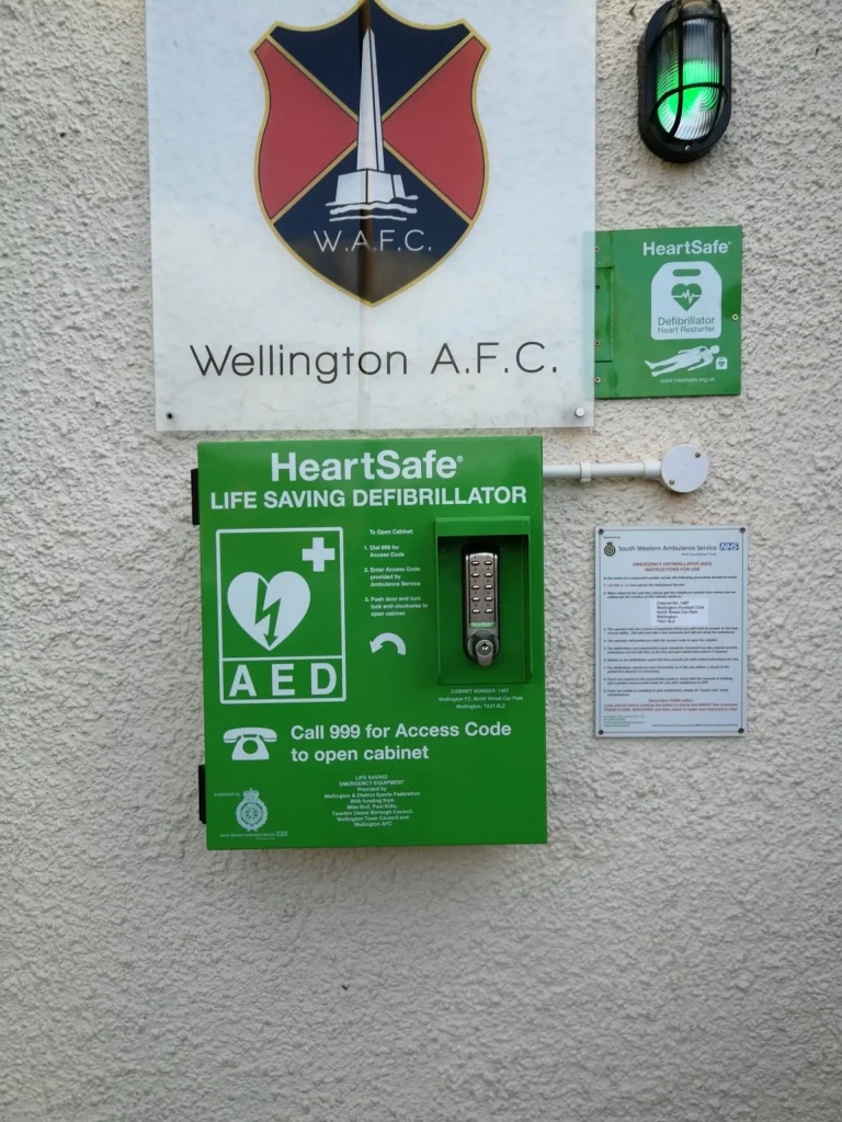 External Defibrillator at Wellington A.F.C