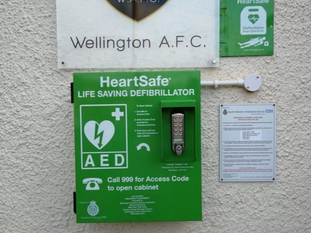 External Defibrillator at Wellington AFC