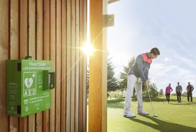 External Defibrillator at golf course