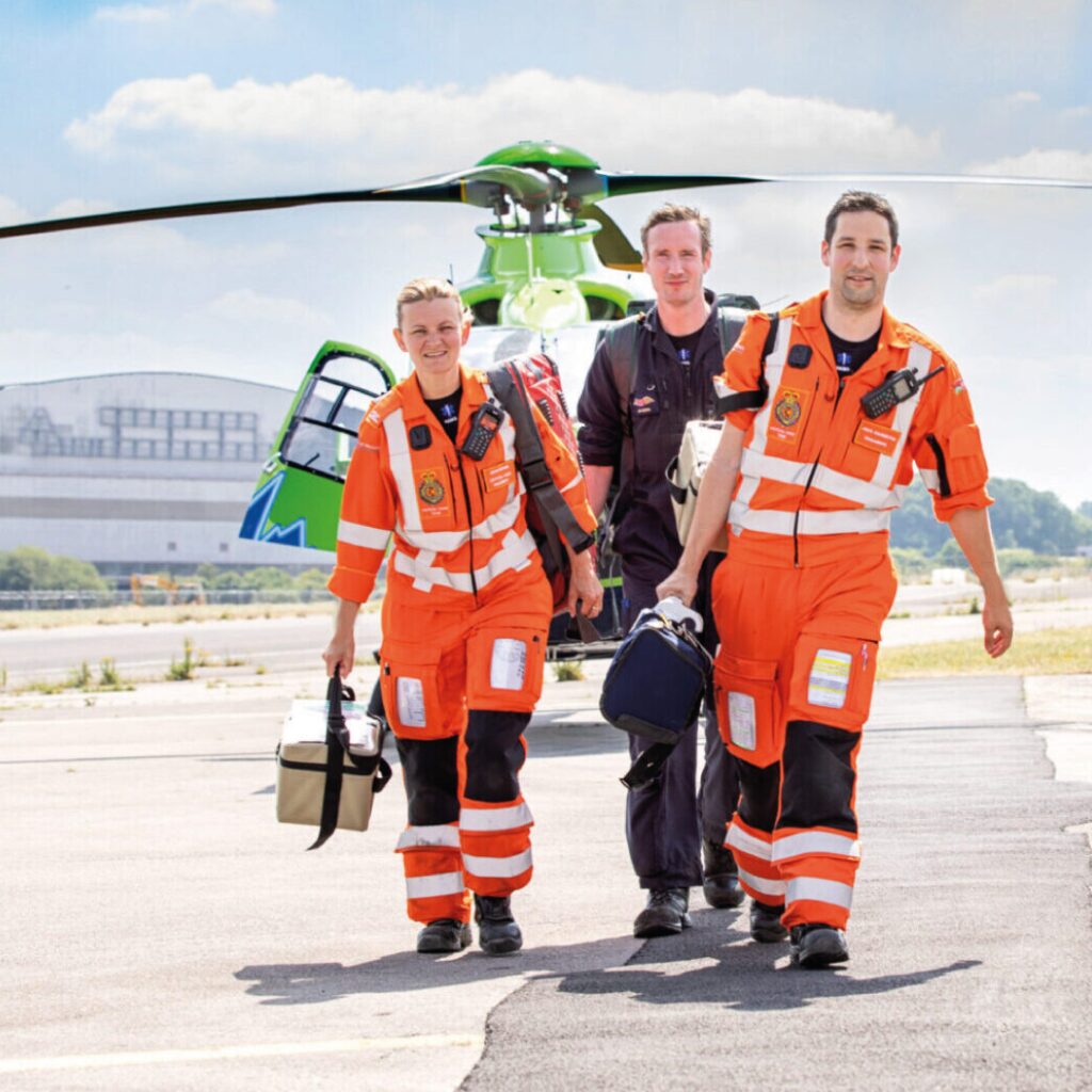 flight paramedics in front of Great Western Air Ambulance