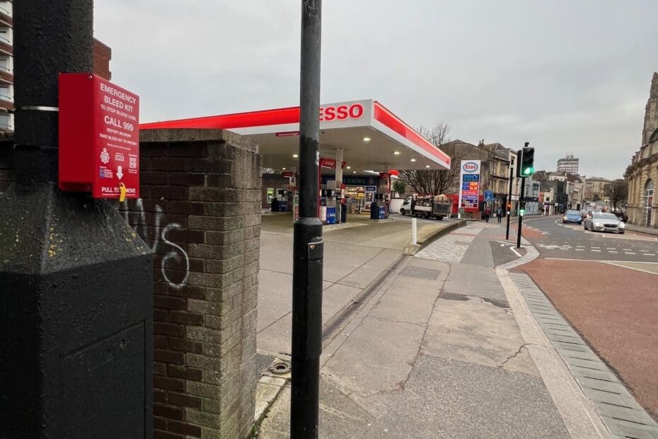Entrance to Esso petrol station